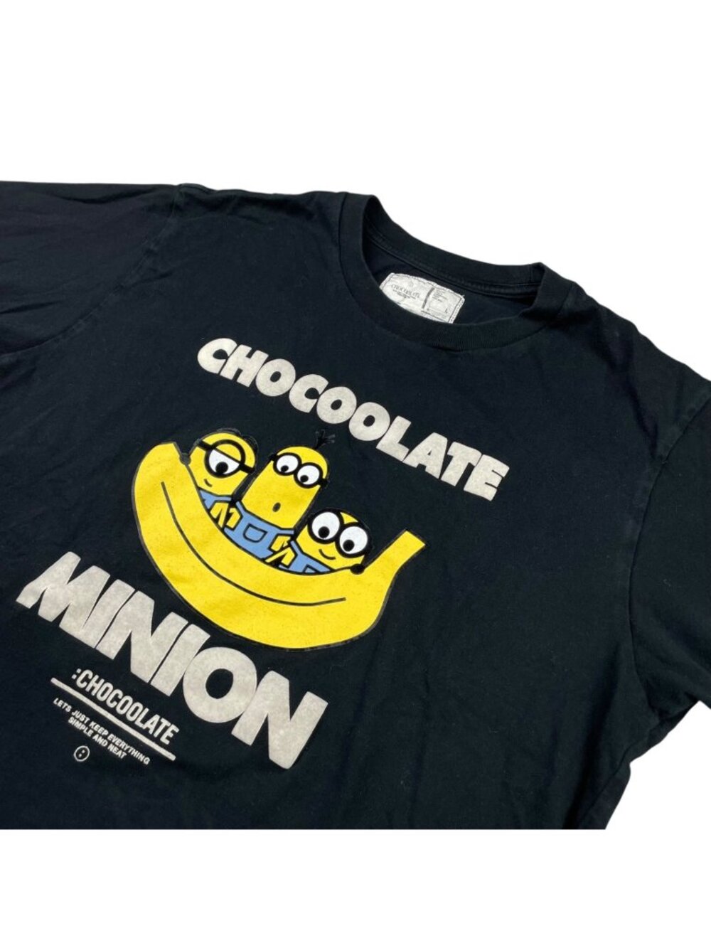 Chocoolate x Minion Men's 100% Cotton S/S T-Shirt Black • Large